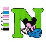 N Mickey Mouse Disney Baby Alphabet Embroidery Design